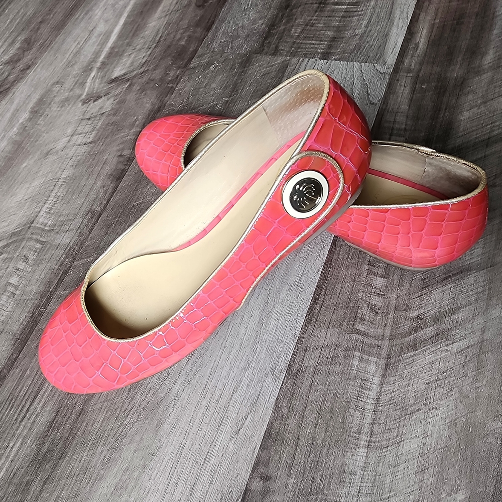 Lilly Pulitzer Pink Ballet Flats with Crocodile  Design